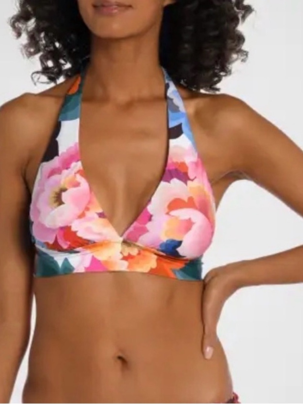 La Blanca Rhythm Floral Halter Bikini Top NWT size 14